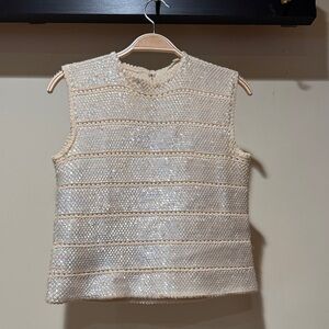 Chic Sleeveless Cream Blouse